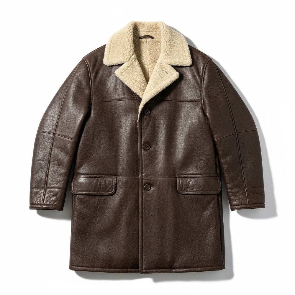 Vintage Italian Shearling Coat Unisex | EU 52 US Men's L Genuine Sheepskin